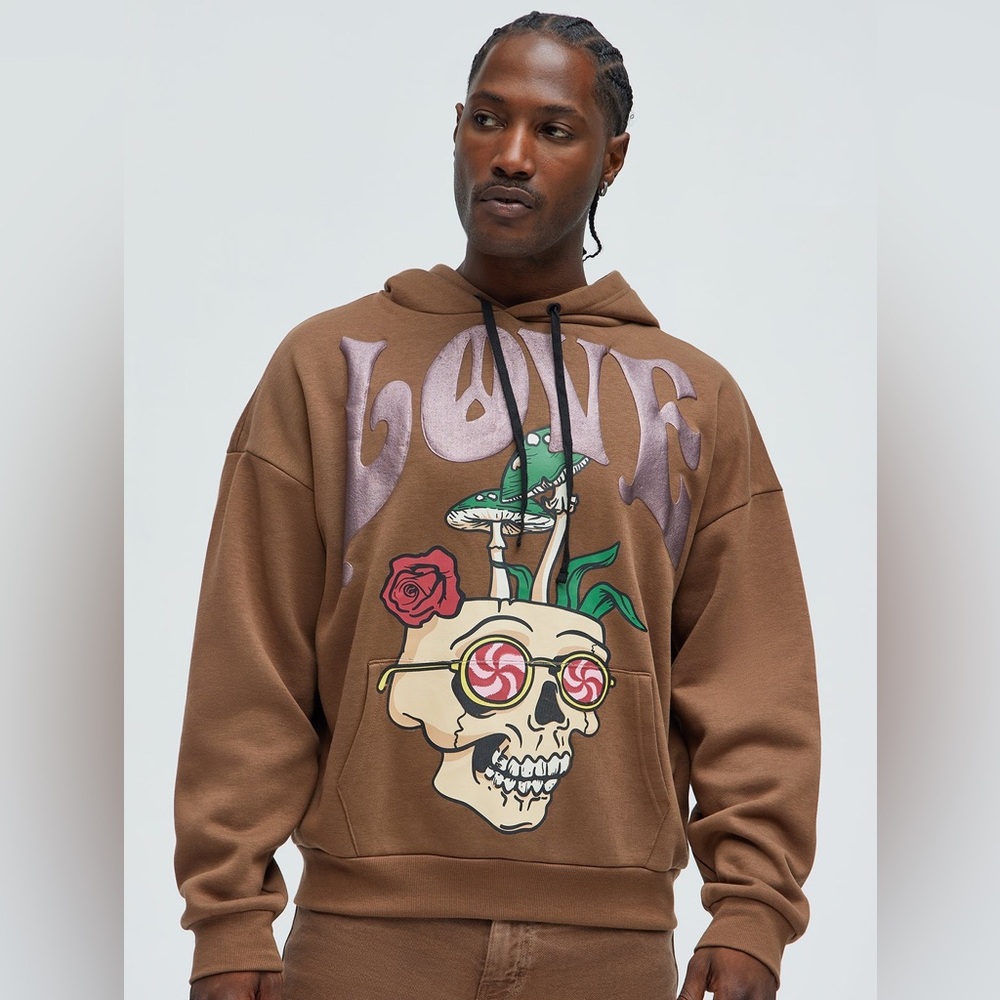 REASON MEN’s Don't Trip Just Trip FLEECE HOODIE‎ NWT Size L